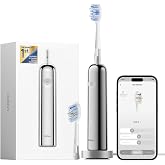 Laifen Wave Pro Toothbrush, 60&deg; Oscillation &amp; WaveMotion, Stainless Steel | Stainless Material, APP Connectivity, 2 Replacement Brush Head, 70-Day Battery, Travel Friendly, Wireless Charging, Easy Grip