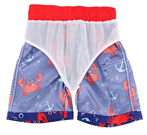 Lullaby Kids Boys Fast Drying Sea Creature Swim Trunks Shorts, Crab, L