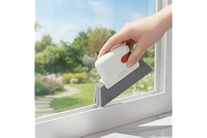 Magic Window Track Cleaning Brush-Hand-held Groove Scrubber with Triangular Pad, Crevice Tool for Doors and Shower