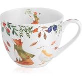 MFoffice Autumn Forest Animal Mug - 20 oz Bone China Coffee Mug with Fox, Squirrel &amp; Duck, Cozy Fall Gift for Nature Lovers and Friends, Designed in England by Harvest Green Studio