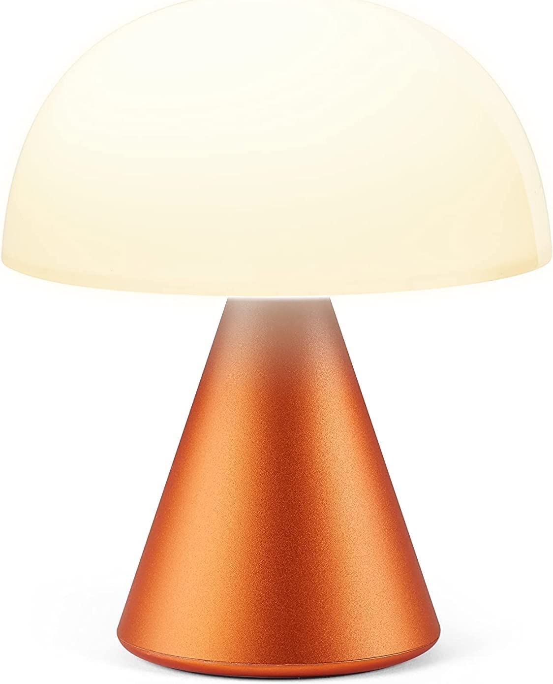 Lexon Mina M Mushroom Lamp - Portable Bedside Light for Bedrooms, Kids & Nursery - 9 LED Color Rechargeable Table Lamp with 24h Light & Dimmer, Medium - Orange — image 1