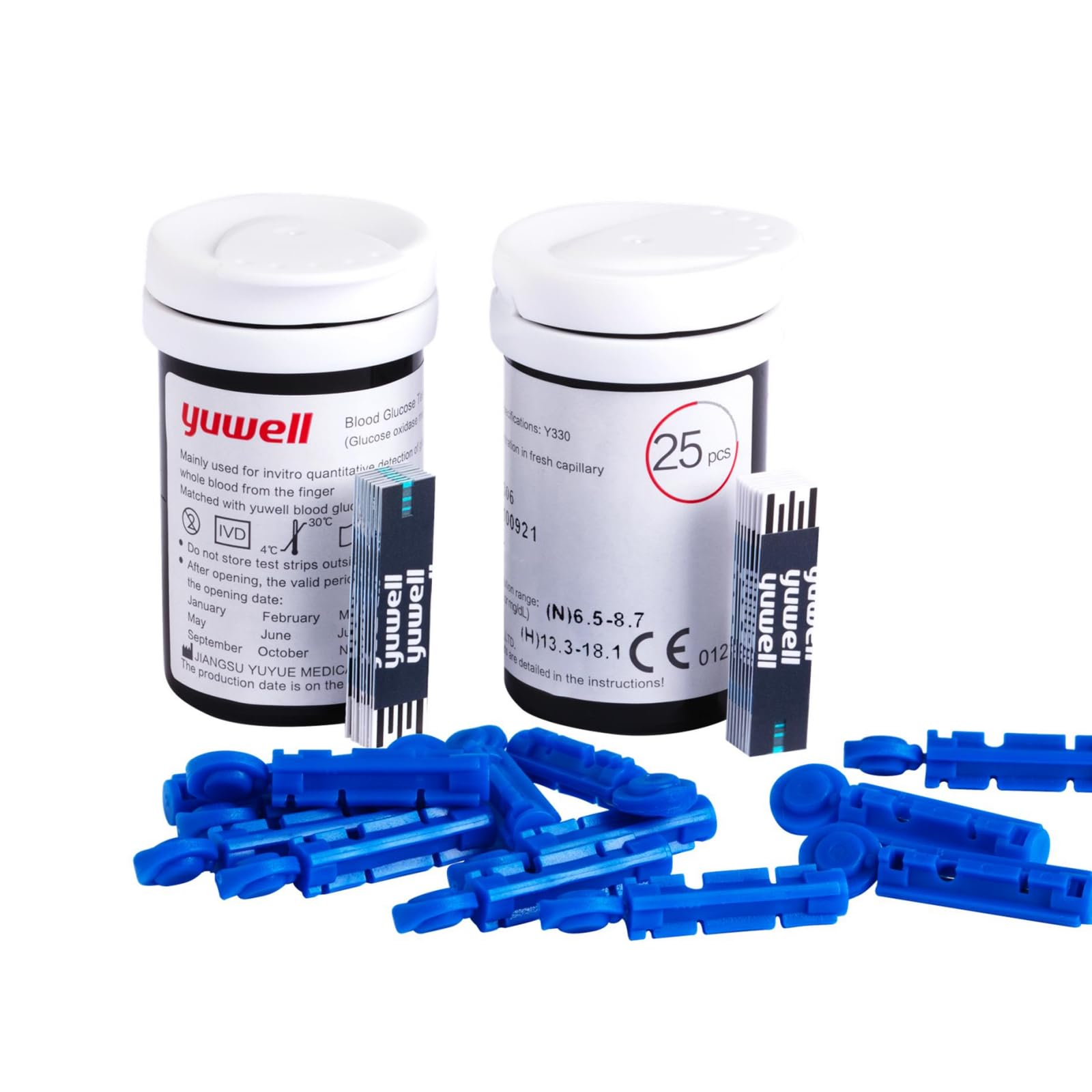 yuwell Blood Glucose Test Strips and Lancets for Model 582&710 x 50pcs (Diabets Test Strips for yuwell Blood Glucose Meter 582&710 Only)