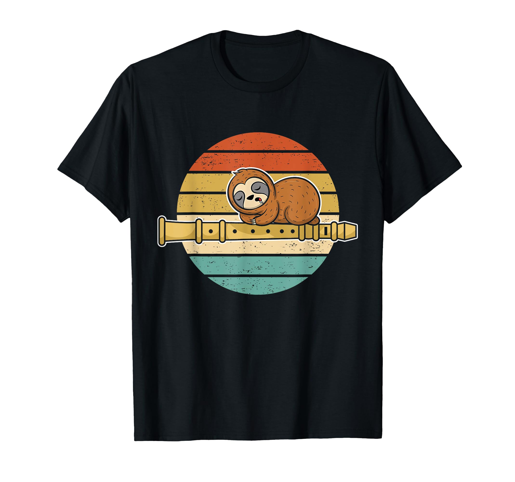 Cute Sloth With Flute Player Lazy Flutist T-Shirt