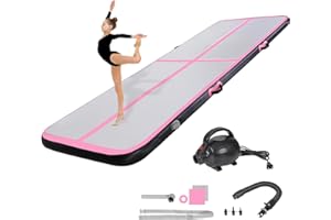 KIKILIVE Inflatable Gymnastics Air Tumbling Track Mat 10ft 13ft 16ft 20ft, Air Tumble Track Mat with Electric Air Pump for Home Use Training Cheerleader Yoga Water Beach Park