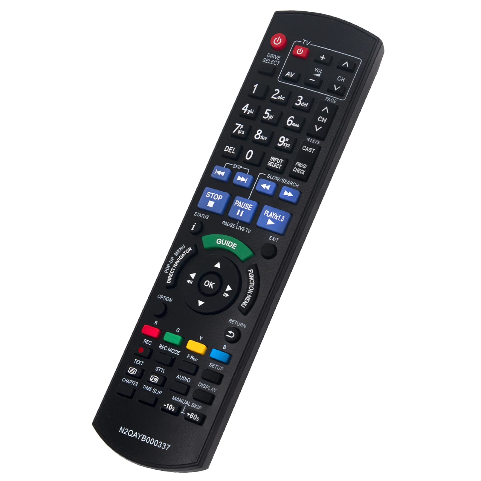 VINABTY Replacement Remote Control Fit for Panasonic Blu-ray Disc Recorder DMR-BS850EB DMR-BS750EB N2QAYB000337
