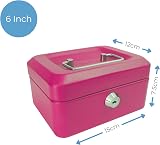 Cathedral Products Key Lockable Cash Box 6 Inch Pink with Lift Out Tray view 2