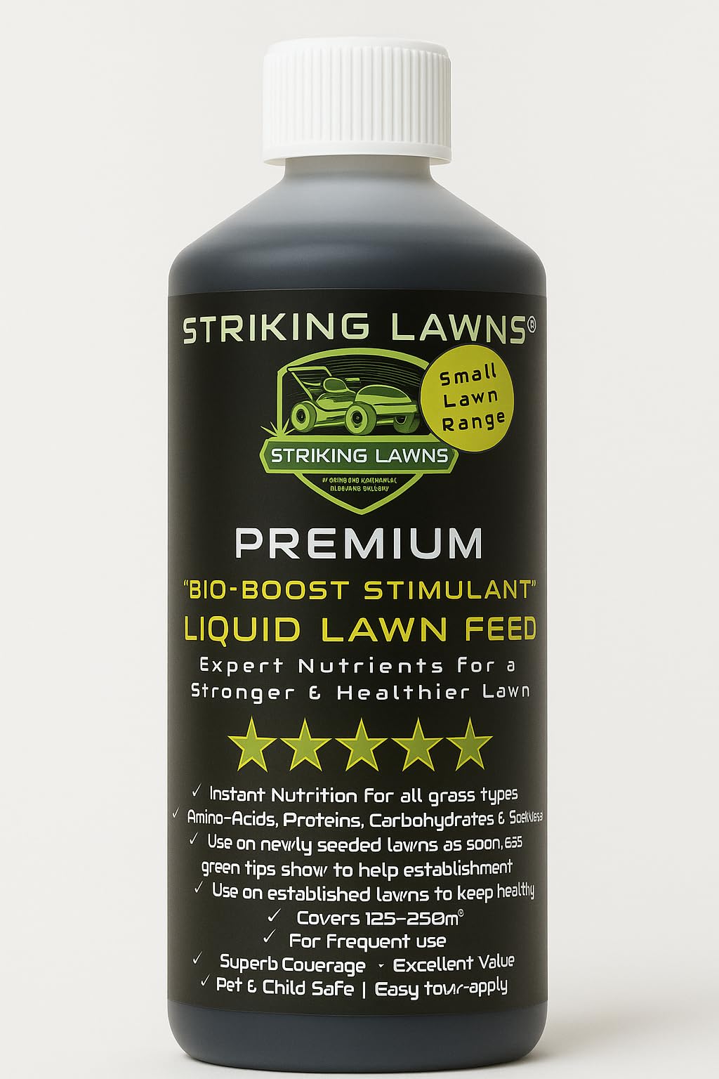 BIO-BOOST Lawn Feed by Striking Lawns – Spring Liquid Lawn Stimulant with Seaweed, Amino Acids & Proteins | Safe for New Seed & Established Grass | Pet & Child Safe