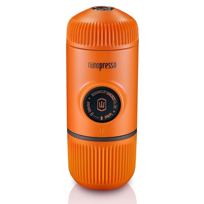 Wacaco Nanopresso Portable Espresso Maker, Upgrade Version of Minipresso, 18 Bar Pressure, Orange Patrol Edition, Extra Small Travel Coffee Maker, Manually Operated. Perfect for Kitchen and Office