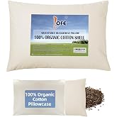 LOFE&reg; Organic Buckwheat Pillow for Sleeping with Organic Cotton Pillowcase | Adjustable Height for Neck Pain Relief, 20x26'' For Side/Back Sleepers, Cooling Pillow, Machine Washable Pillowcase