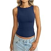 EasyGala Womens Double Lined Tank Tops Boat Neck Fitted Top Basic Sleeveless Shirts Y2K Summer Going Out Outfits 2026
