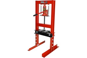 CURTAINBORO 6 Ton Hydraulic Shop Press with Stamping Plates - Heavy Duty H-Frame Garage Floor Press for Bending, Straightening, Installing Bearings & U-Joints