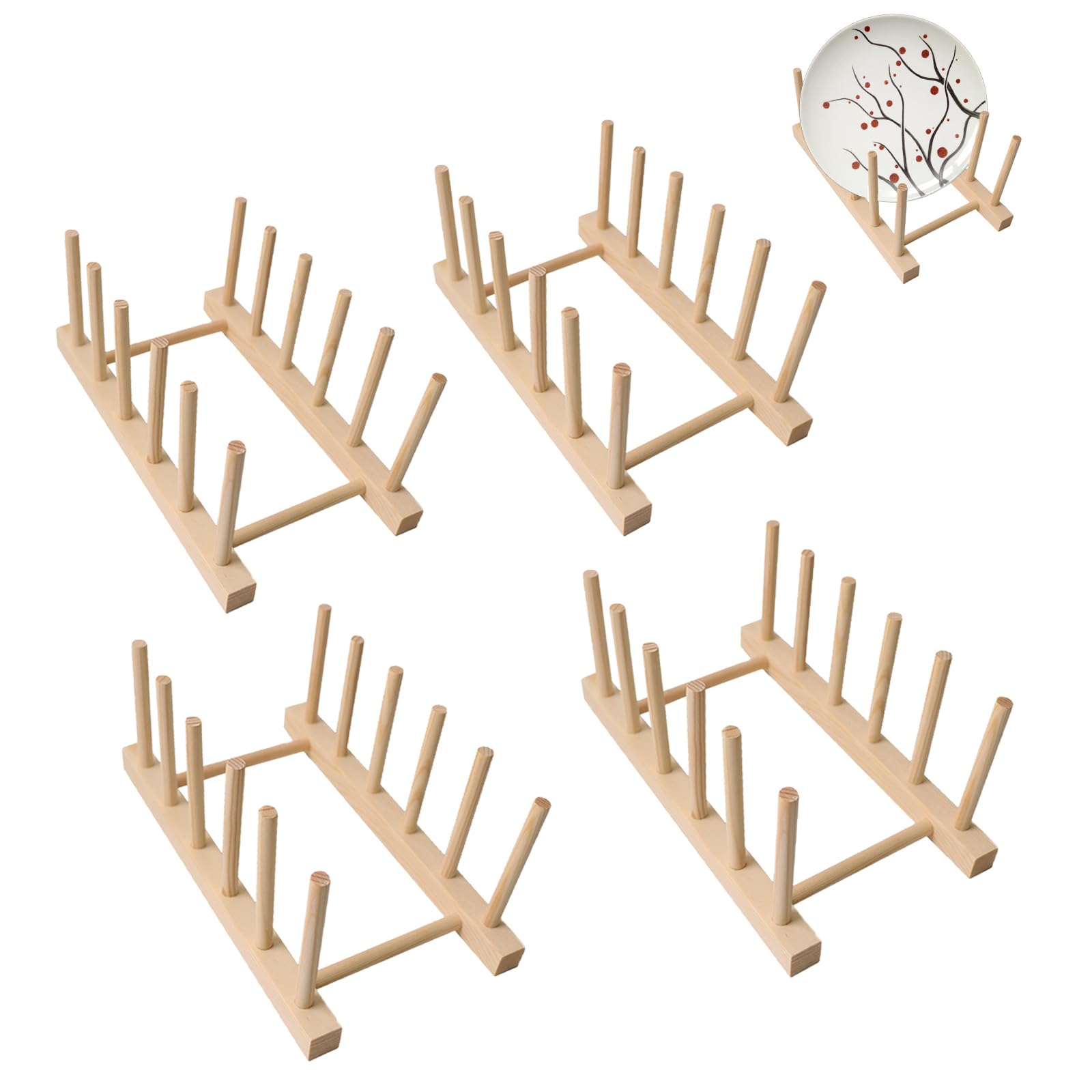 Tefola 4 x Wooden Puzzle Stand, Puzzle Storage Shelf, Cylindrical Wooden Display Shelf, Storage Rack for Collection Enthusiasts Small Artworks