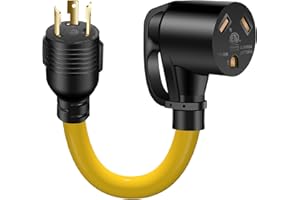 LAZMUMI 30 Amp 3 Prong RV Generator Adapter Cord Twist Lock,, NEMA L5-30P Male to TT-30R Female, Heavy Duty STW 10 AWG for Generator to RV Trailer Camper