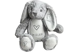 Personalized Bunny Stuffed Animal,Custom Plush Bunny with Name and Bith Date,Easter Basket Filler,Newborn Keepsake Gift (styl