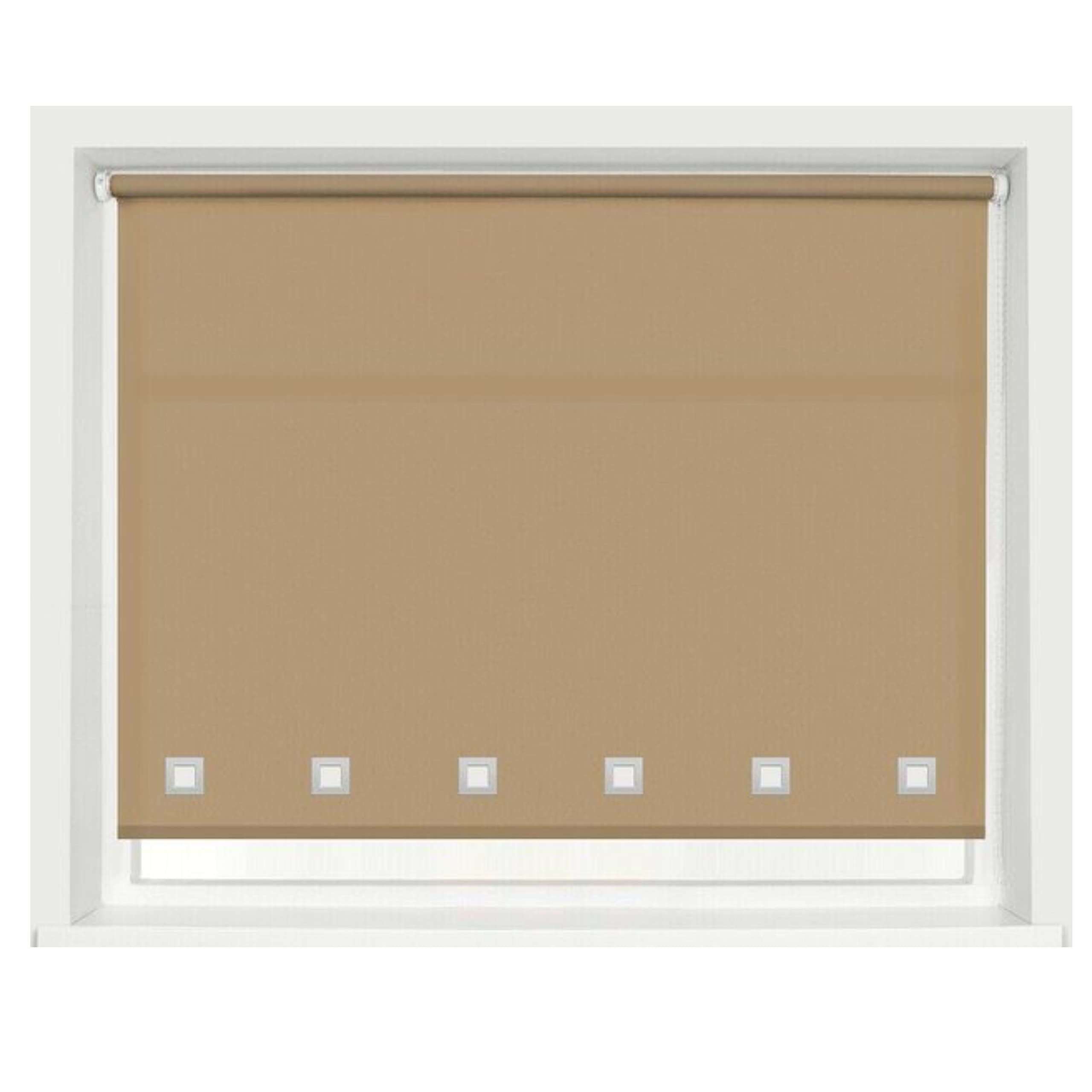 Ruby Deals Trimmable Square Eyelet Roller Blinds Window Shades Easy Fit Polyester Fabric- Light Filtering Daylight Roller Blind-Child Safe Metal Tube with Fittings- W 120cm x L 165cm, Cappuccino