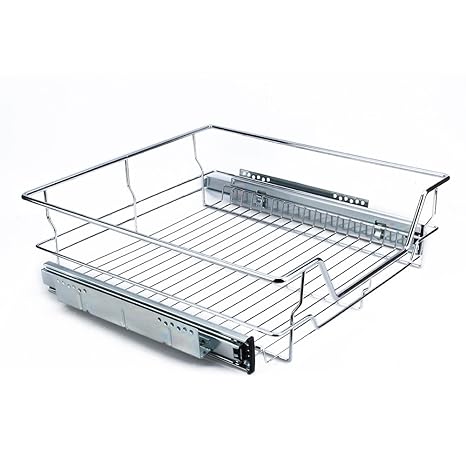 For 350mm Wide Cabinet Chrome Wire Cabinet Drawers Storage Basket For Kitchen Bathroom Cabinets Cupboards Sliding Under Cabinet Basket Organizer Pull Out Cabinet Shelf Soft Sliding Out Cabinet Cupboard Organizers