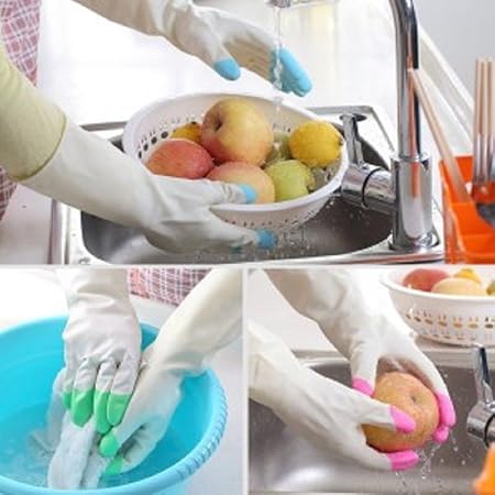 Aaiffel Reusable Waterproof Household Latex Gloves For Kitchen Dish Washing Laundry Cleaning Gardening