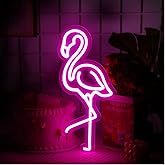 ROCEEI Tropical Flamingo LED Neon Sign Neon USB Powered Lights Sign Wall Art Gifts for Christmas Room Kids Bedroom Birthday Party Bar Decor