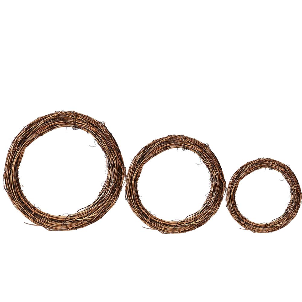 Aisszhao 30cm 20cm 15cm Natural Grapevine Wreath Christmas Wreath Door Round Garland Vine Branch Wreath DIY Craft Xmas Wedding Holidays New Year Garden Home Party Decors(15+20+30)