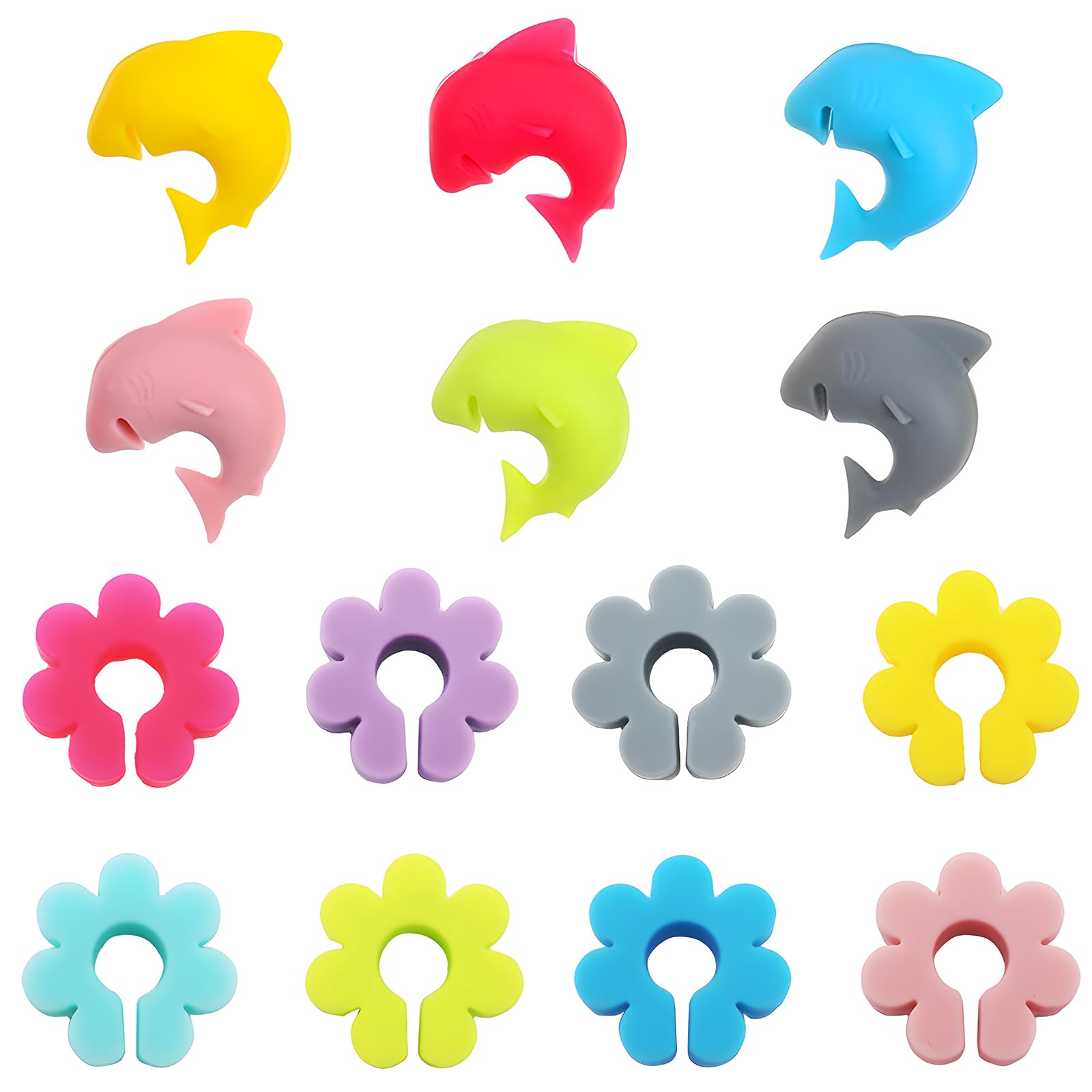 CTRICALVER Glass Identifiers, Silicone Drink Marker Wine Glass Charms, for Cocktail Party,Family Dinner,Party (14 pcs)