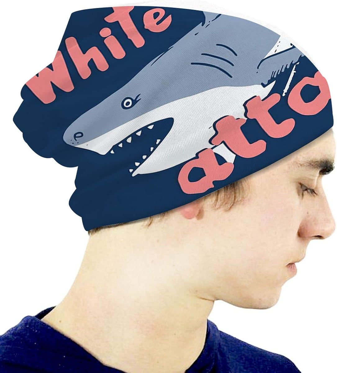 Kids Knit Cap Vintage Floral Dark Blue with Gold Paisley Flowers Beanie Skull Ha