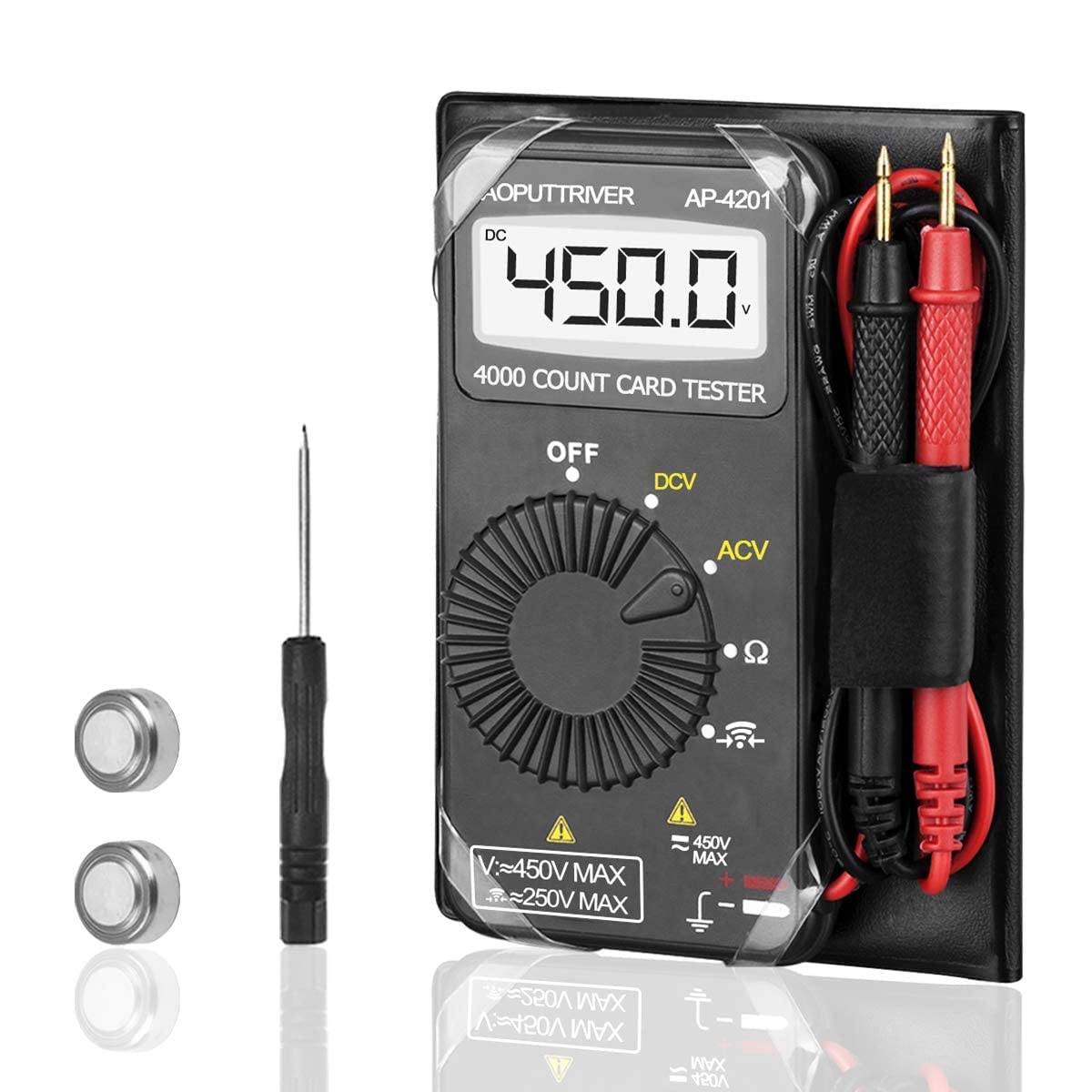 Digital Multimeter Pocket Multimeter AP-4201 4000 Counts Multi Tester Pocket Voltmeter Ammeter Auto Range for Measure AC/DC Voltage，Resistance，Diode Test，Continuity Buzzer for Electrical Troubleshoot