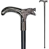 YIVIYAR Walking Cane for Men &amp; Women &amp; Seniors - 36.5 Inch Heavy Duty 500+ lbs Capacity, Wolf Ergonomic Handle, Decorative &amp; Ornate Design, Gothic &amp; Goth Elegant Artistry, Metal Cane