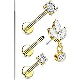 Xnsjeyy 20G 18G 16G Astm F136 Titanium Threadless Flat Back Earrings Nose Studs Tragus Forward Helix Conch Cartilage Lobe Earrings Stud Medusa Labret Monroe Lip Ring Piercing Jewelry For Women Men