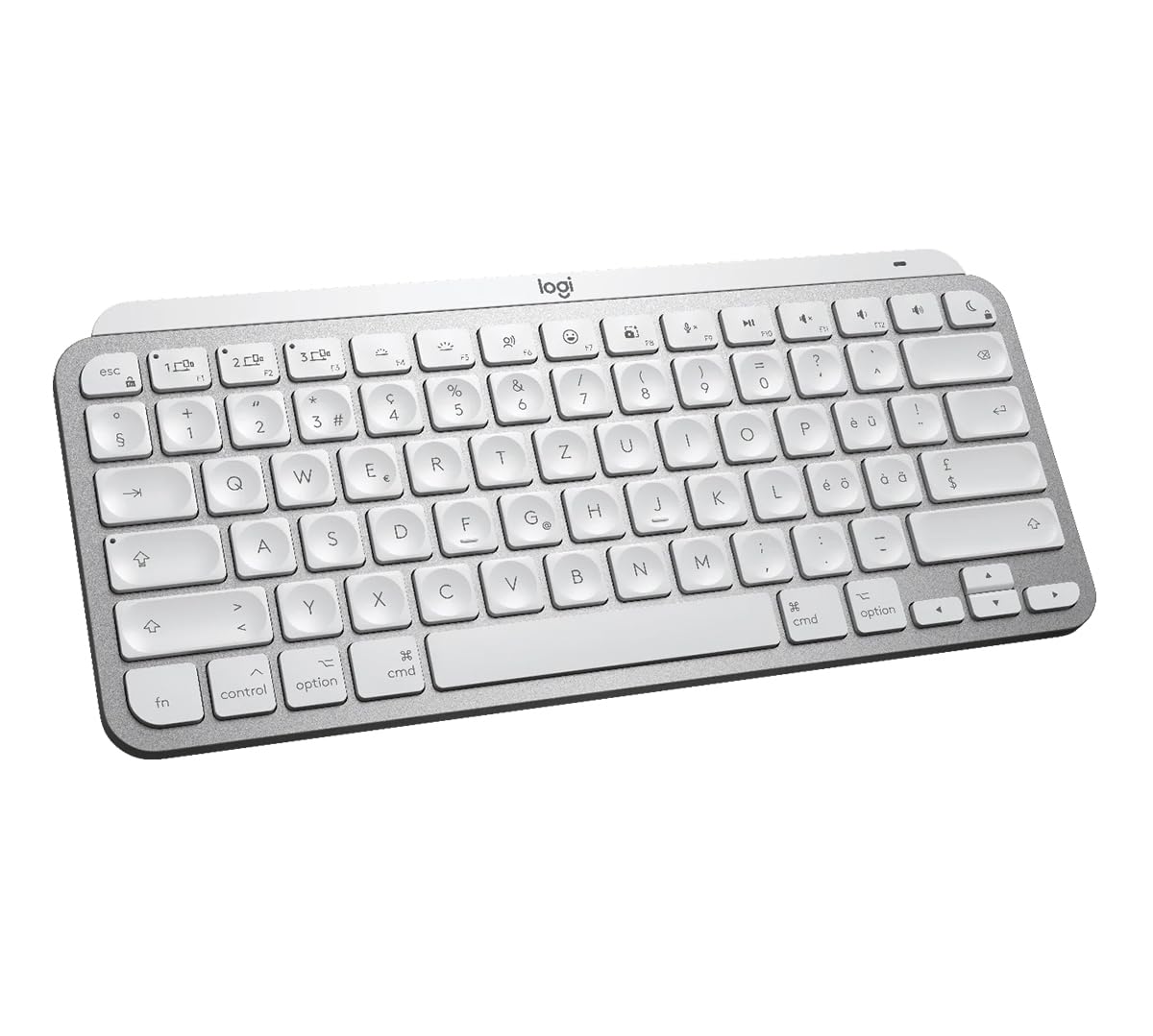 Logitech MX Keys Mini for Mac - kabellose Bluetooth Tastatur, für MacBook Pro, MacBook Air, iMac, iPad, Tasten Hintergrundbeleuchtung, Suisse/Schweizer QWERTZ-Layout - Pale Gray [Bulk] 2