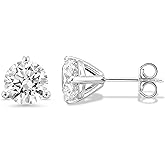 Carbon Atelier IGI Certified 1.50 to 4.00 Carat Lab Grown Diamond Round Stud Earrings for Women I 14k White Gold Earrings for Her (I-J, VS1-VS2, cttw) 3-Prong Martini Set Diamond I Push Back Studs