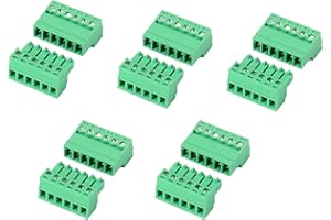 JHCBKFF 5 Set 6 Pin 3.81mm Pitch PCB Mount Screw Terminal Block Connector with 6Pin Plug,Pluggable Male and Female Connector for 28-16AWG