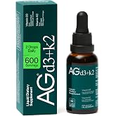 AG1 Vitamin D3 + K2 Liquid Drops | Vitamin D &amp; K Blend | Daily Bone Support | Supports Immune, Heart, and Bone Health With Highly Bioavailable Nutrients in an Easy-to-Use, Vegan Formula