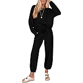 KIRUNDO Lounge Sets for Women 2026 Spring Airport Travel Outfits Ribbed Knit Tops Jogger Pants Tracksuit Postpartum Comfy Set