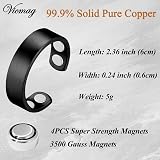 Vicmag 4X Strength Magnetic Copper Ring for Women 2 Pack Black Silver view 2