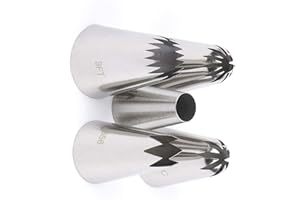 Large Icing Piping Tips Set, 5 Pieces, Extra Large Star Pastry Tips, Stainless Steel, Reusable, Dishwasher Safe