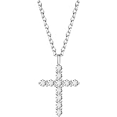 BONJOULRY 925 Sterling Silver Heart Necklace & 18K Gold Plated Cross Pendant, 18K Gold Plated Necklace Sterling Silver Heart Jewelry Gifts for Women Men