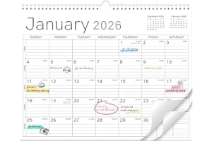 TERSUS 2026 Wall Calendar - 2026 Calendar from Jan. 2026 - Dec. 2026, 14.6" x 11.4", 12 Months Wall Calendar 2026, Thick Paper, Twin-Wire Binding, Simple Design