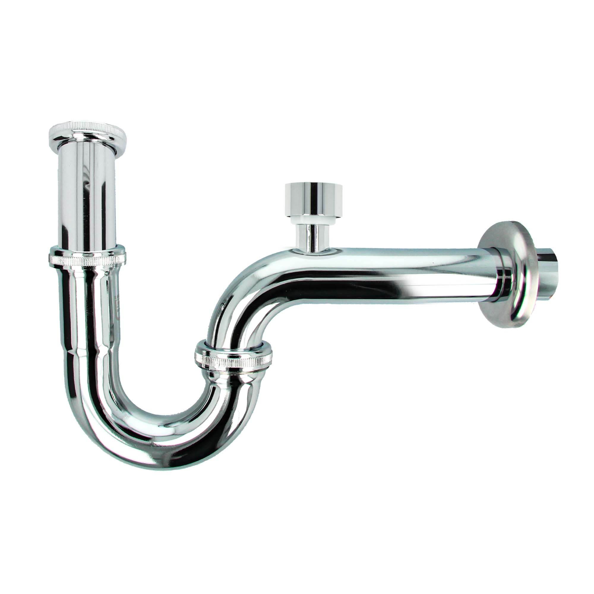 tecuro Pipe odour trap with pipe aerator for sinks, extra long, chrome-plated