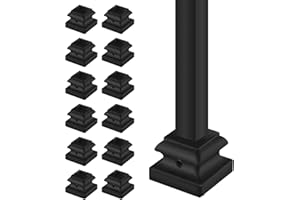Patavin 12 Pcs 1/2" Iron Baluster Flat Shoes for Interiors Square Stair Holoow Sprindles,Satin Black