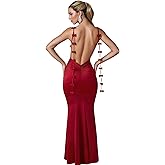Women’s Elegant Rose Floral Wedding Guest Dress Sexy Low Cut Backless Maxi Dress Fishtail Long Dress Evening Gown