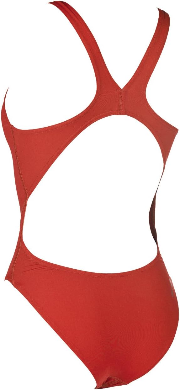 arena W High Women's Solid Swim Tech High Sports Swimsuit, womens, 2A241, Red-White, 34, 28 - Image 3