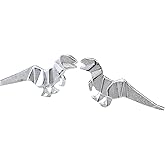 Origami Dinosaur T-Rex Stud Earrings in Sterling Silver 925