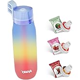 VEEVA Scented Water Bottle (22oz) with 3 aroma pods + straw. Leak-proof, BPA-free, works with carbonation. Perfect for school, gym, sports & daily use. Zero sugar, zero calories, fun hydration for all