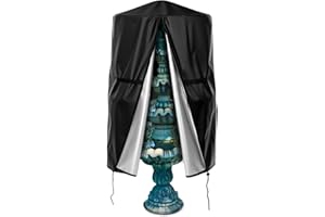 WILLBOND 40" x 50" Garden Fountain Cover for Winter 420d Oxford Waterproof Garden Statue Protective Cover Outdoor Weatherproof Fountain Protector with Zipper Drawstring for Furniture Outdoor Statue