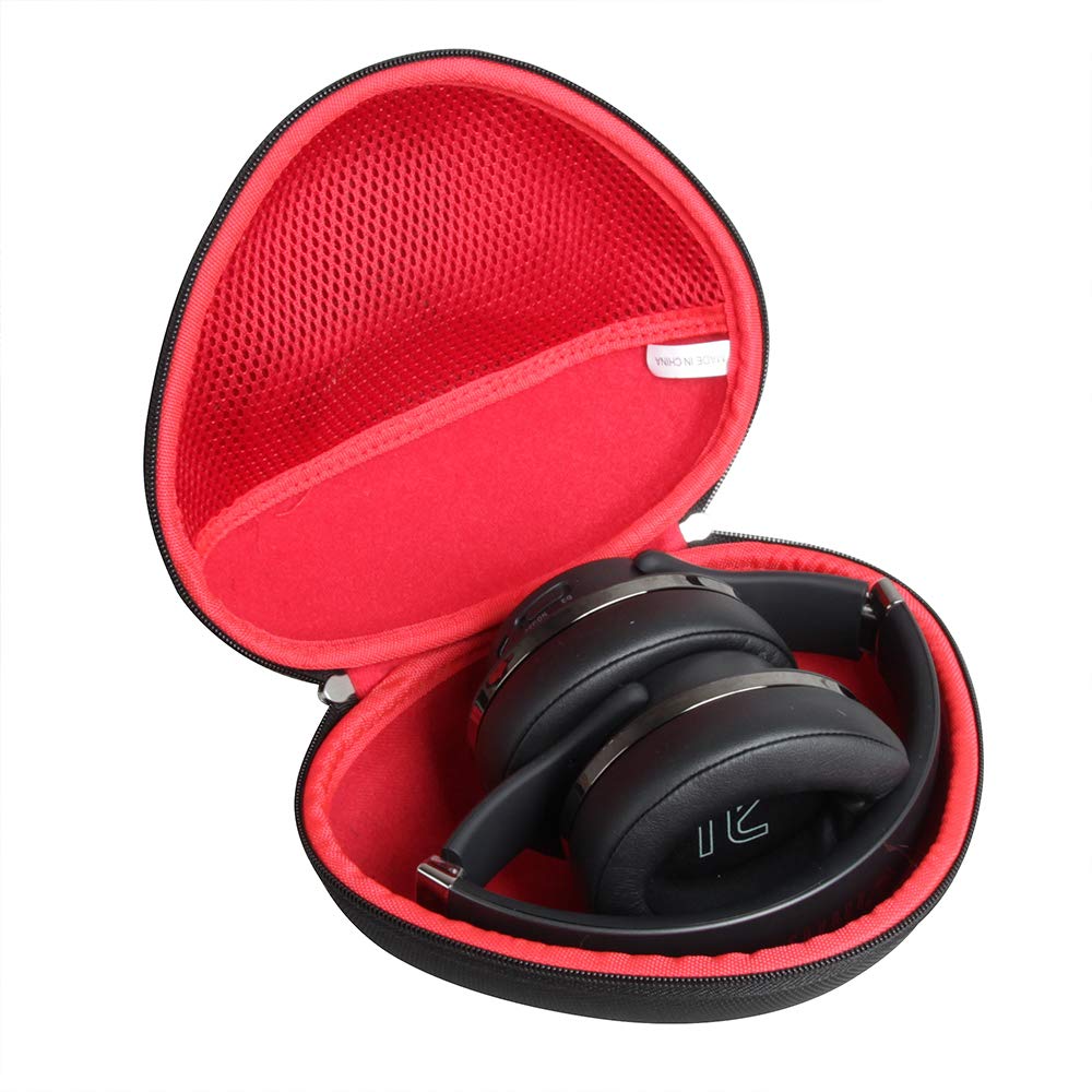 Hermitshell Hard Travel Case for DOQAUS Bluetooth Headphones Over Ear(Only case) (Black+Inner red)