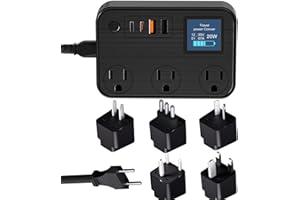 WAUDM 350W Conversion Plug, International Travel Converter with 2 USB and 2 USB-C Ports, lowering 220V to 110V for 100V-240V Areas and Different Countries Plugs Using US Electrical Devices