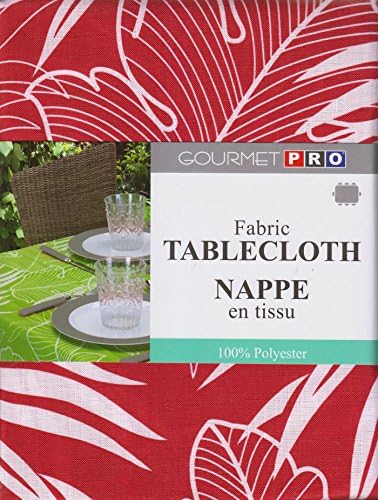 Tropical Breeze Leaf Print Fabric Tablecloth (52 x 70 Rectangle/Oblong, Red)