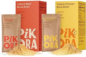 Pikora Bone Broth Sample Pack (2 Pack, 8 Servings) | High-Protein, Gluten-Free, Collagen-Rich, No Sugar, Keto & Paleo Friendly | 11g Protein, 50 Calories per Serving