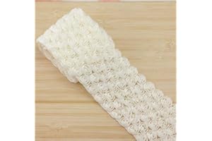 QIUDA 1 Meter 6 Rows Rose 3D Chiffon Flower Lace Edge Trim Ribbon 9 cm Width Vintage Style Edging Trimmings Fabric Embroidered Applique Sewing Craft Wedding Dress DIY Clothes Bowknot Decor (White)