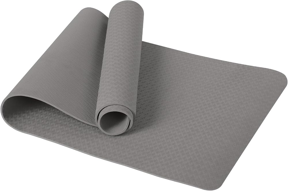 Narwhal Good Nite Yoga Mat 6mm TPE Non-Slip Grey 183x61 cm with Carry Strap